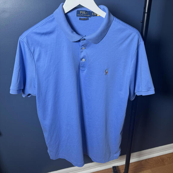 Ralph Lauren Other - Polo Ralph Lauren Custom Slim Fit Polo Shirt XL Blue Cotton Short Sleeve Pony